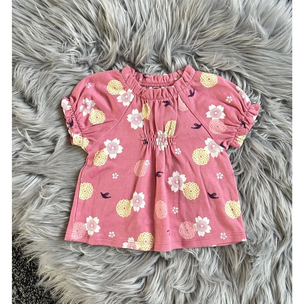 Tea Collection Infant Floral & Raven Whimsical Scrunch Front T Size 6/12month‎